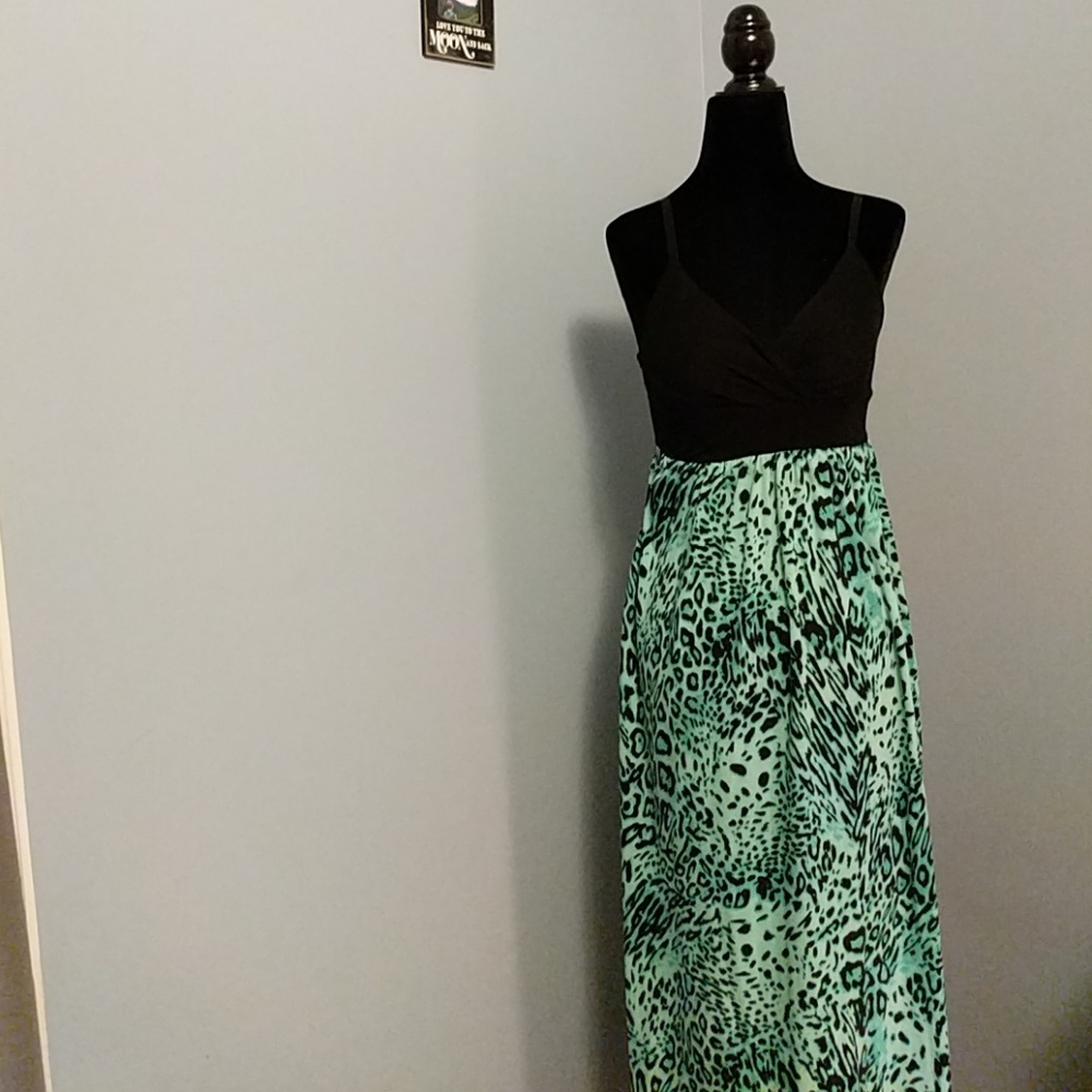 Black & Mint Maxi Dress